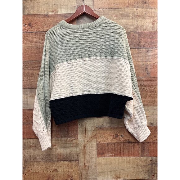 Planet Gold Womens Color Block Cable Knit Sweater Size L - Picture 5 of 7